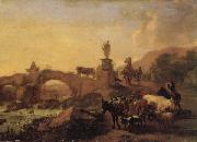 BERCHEM, Nicolaes Italian Landscape with a Bridge USA oil painting artist